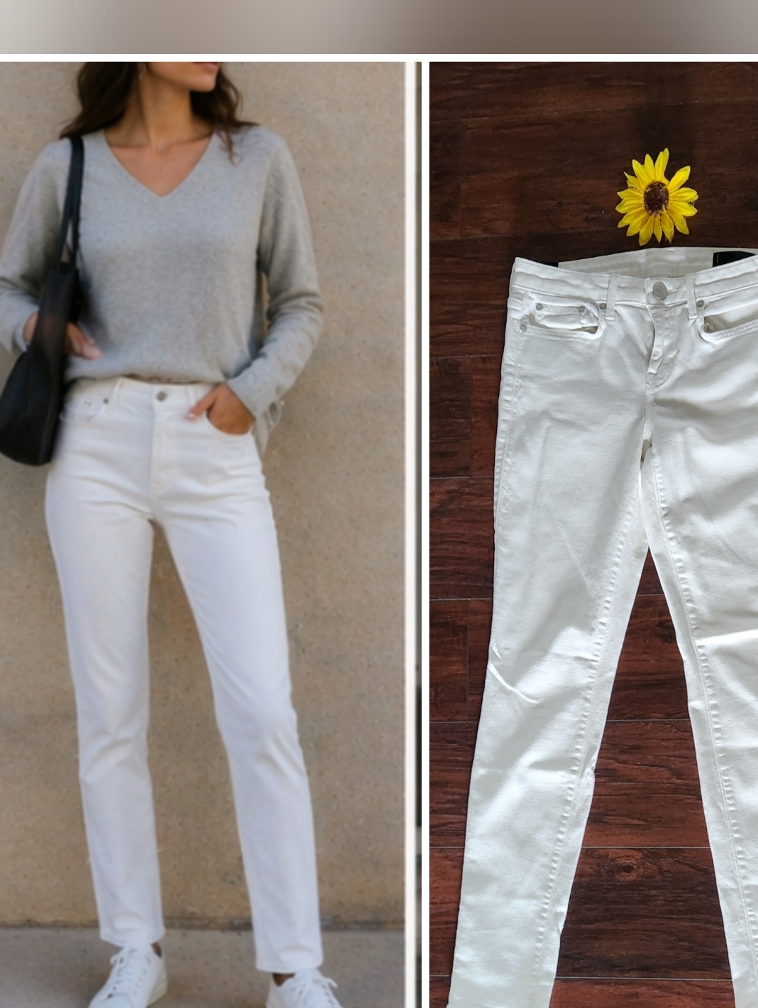 Vince White Cotton Blend Jeans